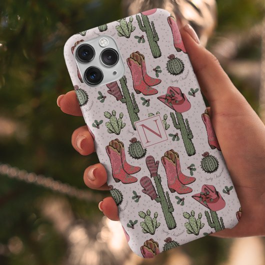 カントリーガーリー女性のカーボーイクリスマスモノグラム Case-Mate iPhoneケース