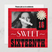 カントリーガールのための楽しいスイート16パーティー 招待状 (正面/裏面)