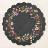 カントリーガールのスタイルの花輪のアートモチーフ ペーパーコースター (正面)