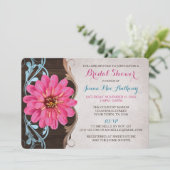 カントリーガールピンク《植物》百日草ブライダルシャワー招待状 招待状 (スタンド正面)