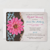 カントリーガールピンク《植物》百日草ブライダルシャワー招待状 招待状 (正面)