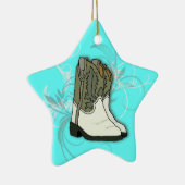 カントリーガールロデオ女性のカーボーイブーツ セラミックオーナメント (右)