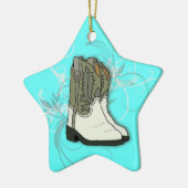 カントリーガールロデオ女性のカーボーイブーツ セラミックオーナメント (左)