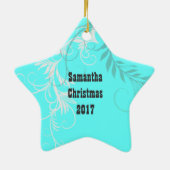 カントリーガールロデオ女性のカーボーイブーツ セラミックオーナメント (裏面)