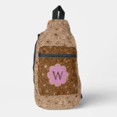 カントリーガール素朴フローラルパターンピンクブラウン スリングバッグ (正面)