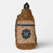 カントリーガール素朴フローラルパターンブルーブラウン スリングバッグ (正面)