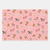 カントリーガール – 馬とデイジー ラッピングペーパーシート (正面)