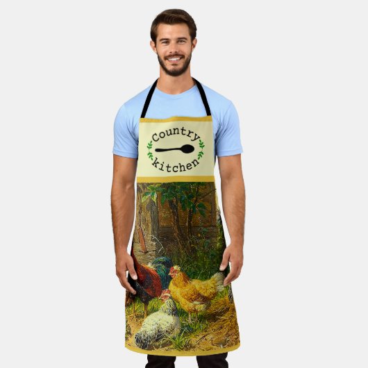 カントリーキッチンファーミヤードロースターヘンズエプロン エプロン (着用した状態)