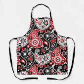 カントリーキッチンペイズリーカントリーウエスタンレッドブラック エプロン (正面)