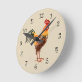 カントリーキッチンロースタークロックデザイン ラウンド壁時計 (傾斜)