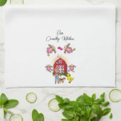 カントリーキッチン牛ホワイトキッチンハンドタオル キッチンタオル (折り畳み)