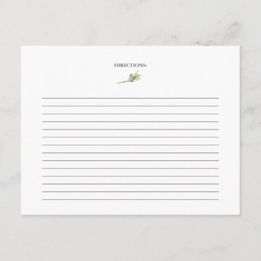 カントリーキッチン |ブライダルシャワーレシピカード エンクロージャーカード (裏面)