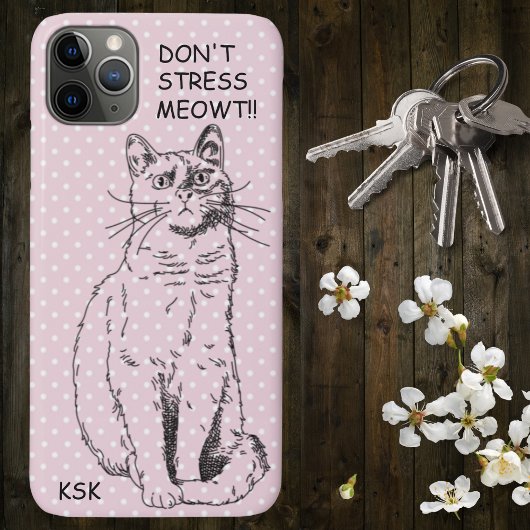 カントリーキャットドゥストレスMEOWTピンク水玉模様 Case-Mate iPhoneケース