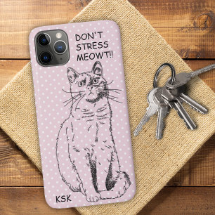 カントリーキャット「Don't Stress MEOWT」ピンクドット iPhone 11 Pro Maxケース