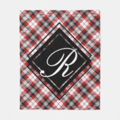 カントリーキャビンレッドブラックプレイドタータンチェック付イニシャル フリースブランケット (正面)
