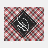 カントリーキャビンレッドブラックプレイドタータンチェック付イニシャル フリースブランケット (正面(横))