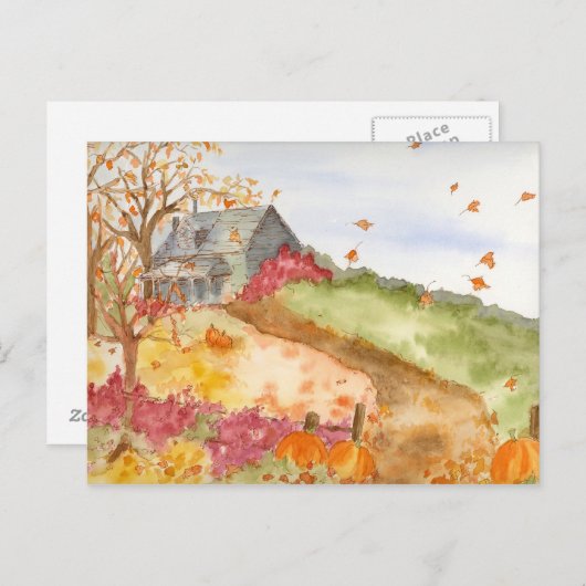 カントリーキャビン秋の風景引っ越しました ポストカード (正面/裏面)
