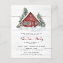 カントリーキャビン素朴クリスマスパーティの招待状