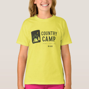 カントリーキャンプキッズスクールTシャツ - かわいいアウトドア広告 Tシャツ