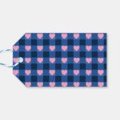 カントリーギンガムブルーピンクハートパターン ギフトタグ (裏面横)