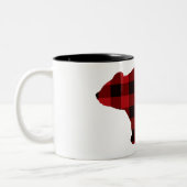 カントリークラシック赤と黒の格子柄クマ ツートーンマグカップ (左)