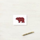 カントリークラシック赤と黒の格子柄クマ ポストイット (デスク上)
