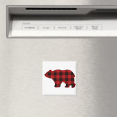 カントリークラシック赤と黒の格子柄クマ マグネット (インサイチュ (食洗機))