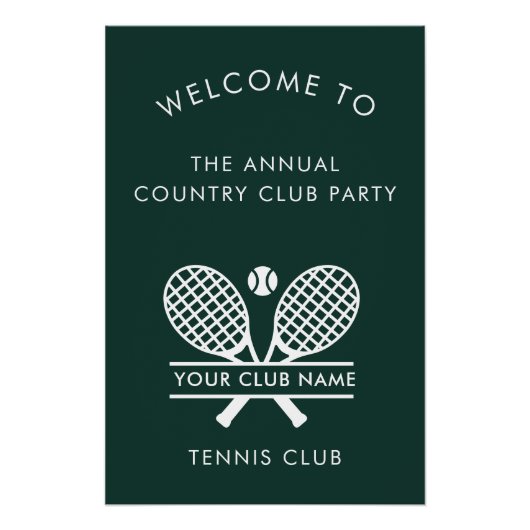 カントリークラブネームテニスチームイベントグリーンウェルカム ポスター (正面)