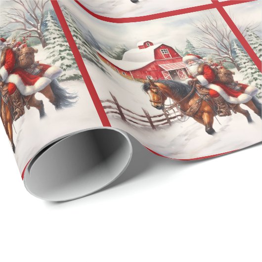 カントリークリスマスウエスタンサンタオンウランデ ラッピングペーパー (ロールコーナー)