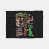 カントリークリスマスオールカウボーイブーツクリスメリーム フリースブランケット (正面(横))