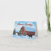 カントリークリスマスオールドレッドバーングリーティングカード シーズンカード (正面)