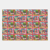 カントリークリスマスキッズウマカーフと羊 ラッピングペーパーシート (正面2)