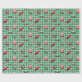 カントリークリスマスキャンディグリーンジンジャムギフト ラッピングペーパー (フラット)