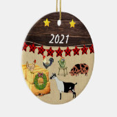 カントリークリスマスクネクネ&ヤギ セラミックオーナメント (右)