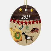 カントリークリスマスクネクネ&ヤギ セラミックオーナメント (右)