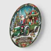 カントリークリスマスサンタとホリデーデコレーション ラージ壁時計 (傾斜)