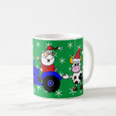 カントリークリスマスサンタオントラクターと牛 コーヒーマグカップ (正面右)