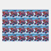 カントリークリスマスサンタトラクター食べ物を与えと牛 ラッピングペーパーシート (正面2)