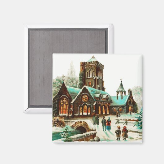 カントリークリスマスサービスヴィンテージ磁石 マグネット (正面/裏面)