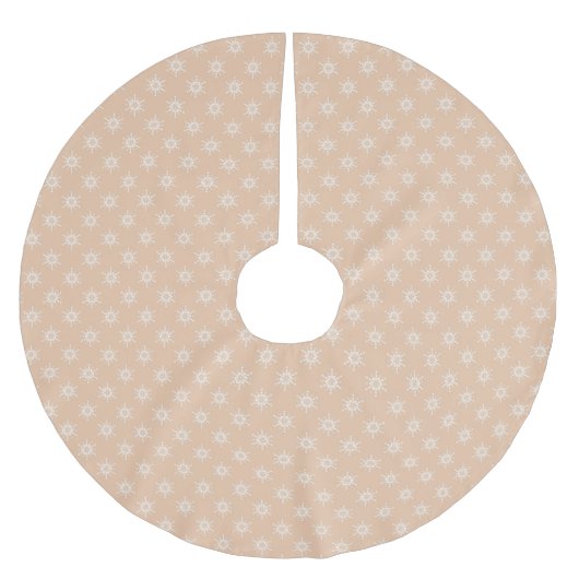 カントリークリスマスタン白かわいいスノーフレークのパターン ブラッシュドポリエステルツリースカート (正面)