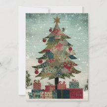 カントリークリスマスツリーのイージーリードラージープリント