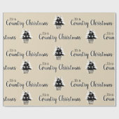 カントリークリスマスツリーベージュ素朴 ラッピングペーパー (フラット)