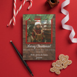 カントリークリスマスバーンウッド&パインフォトカード シーズンカード