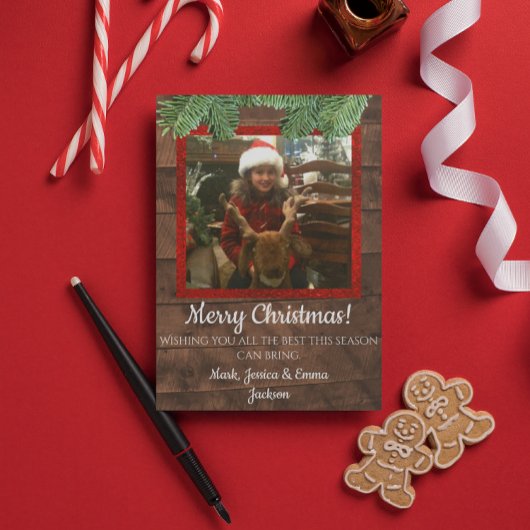 カントリークリスマスバーンウッド&パインフォトカード シーズンカード