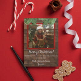カントリークリスマスバーンウッド&パインフォトカード 招待状