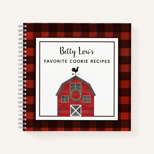 カントリークリスマスバーンファームハウススタイル追加の名前 ノートブック (正面)