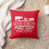 カントリークリスマスファームアニマルズ装飾用クッション クッション (ブランケット)