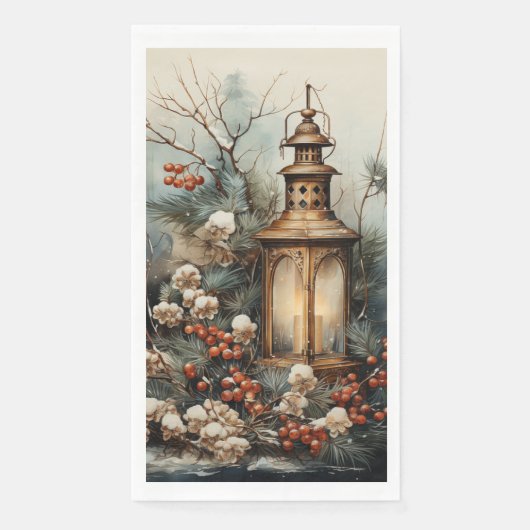 カントリークリスマスランタンパインブランチ赤Berriy (正面)