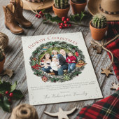 カントリークリスマスリース家族の写真 シーズンカード