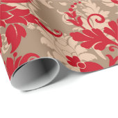 カントリークリスマスレッドブラウン素朴な花柄 ラッピングペーパー (ロールコーナー)